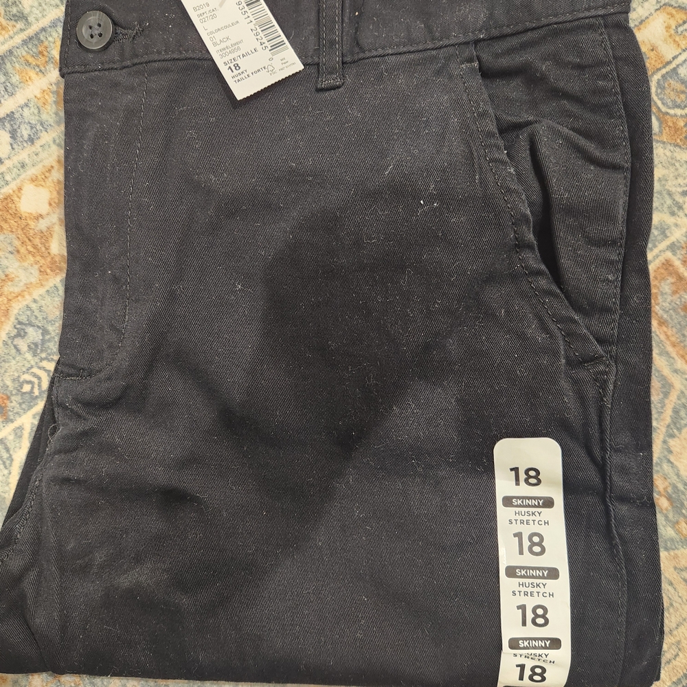 Big Boys Black Chino Skinny Stretch Pants